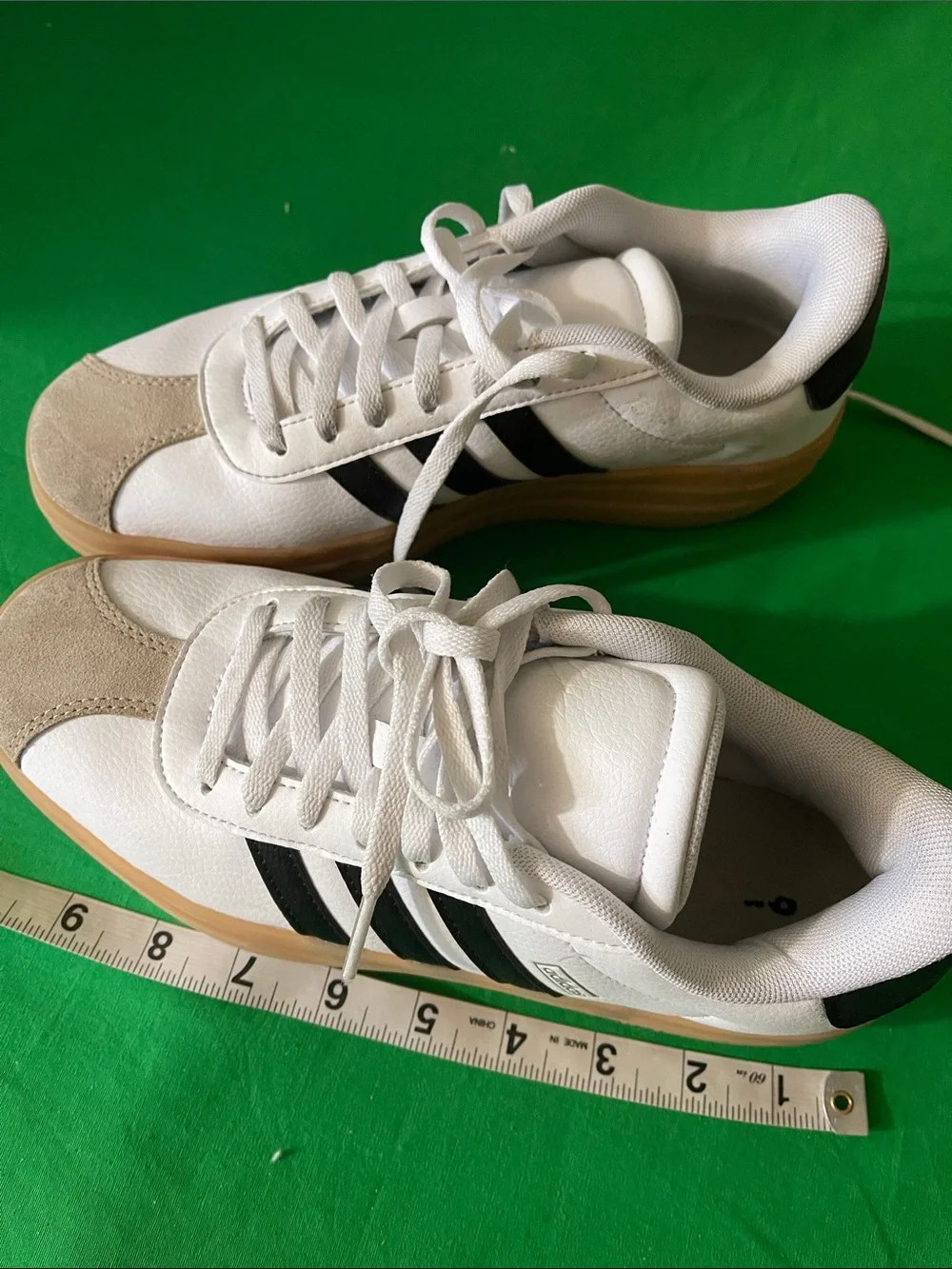 adidas Men’s White Sneakers with Black Stripes and Gum Sole